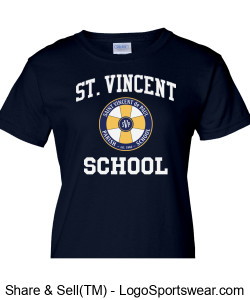 Ladies St. Vincent School Shirt Yellow POP! Design Zoom